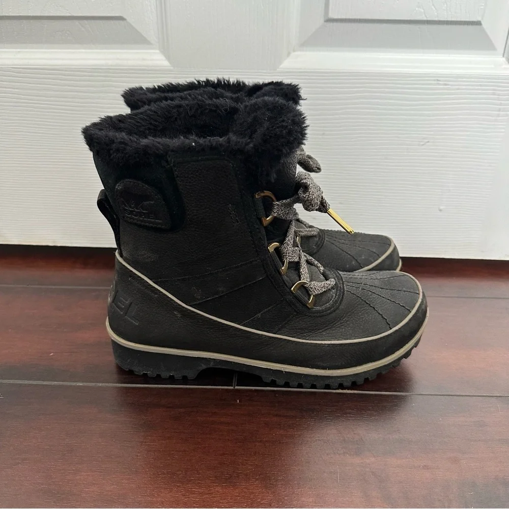 Size 7.5 Sorel Womens Tivoli II Black Waterproof Winter Boots Faux Fur Insulated - Picture 4 of 10